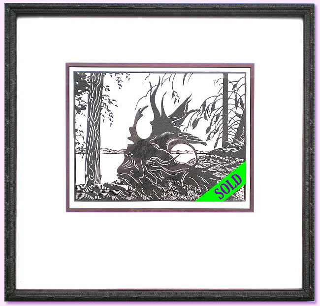 Lindner Linocut Framed